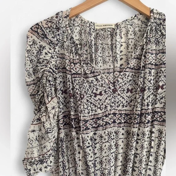 Ulla Johnson Nour Silk Mini Dress Size 0/2 Snow 100% Silk small tiered mini - Picture 4 of 9